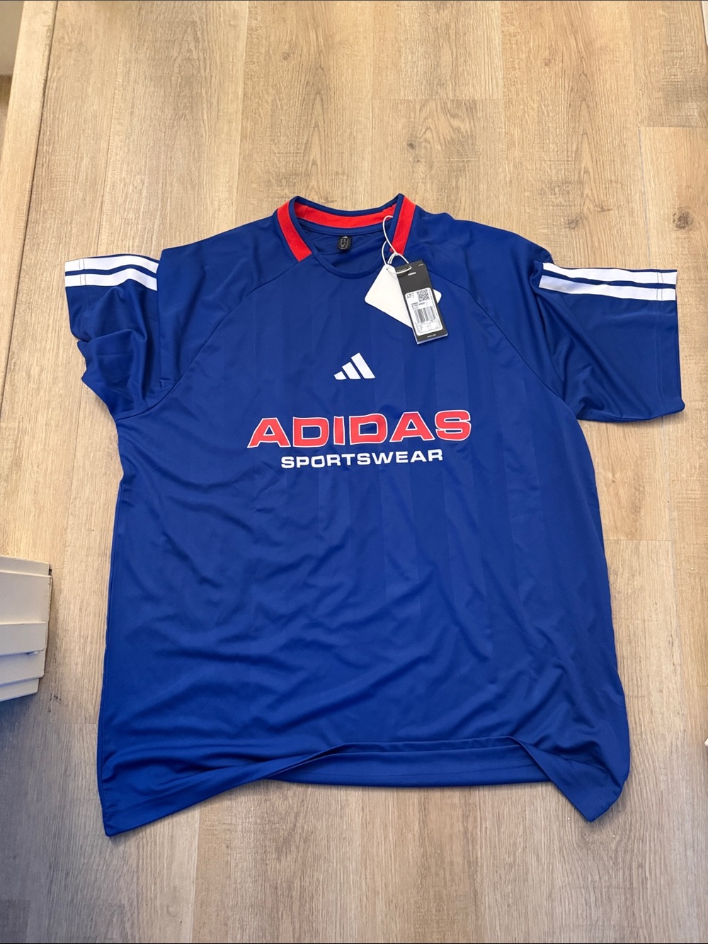 adidas Men’s Royal Blue Sportswear Tee with Red Accents